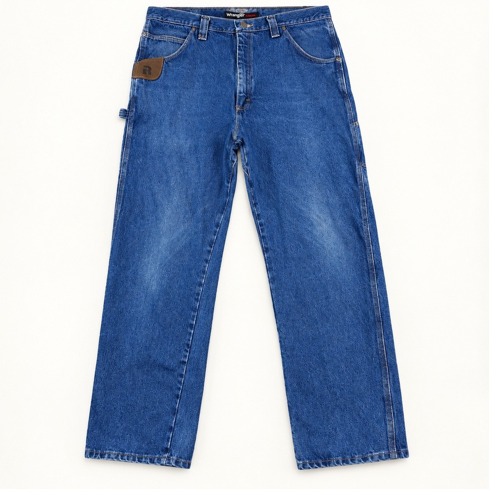 Wrangler Riggs 3W020AI Carpenter Jeans Size 38x32 Blue Relaxed Workwear Utility